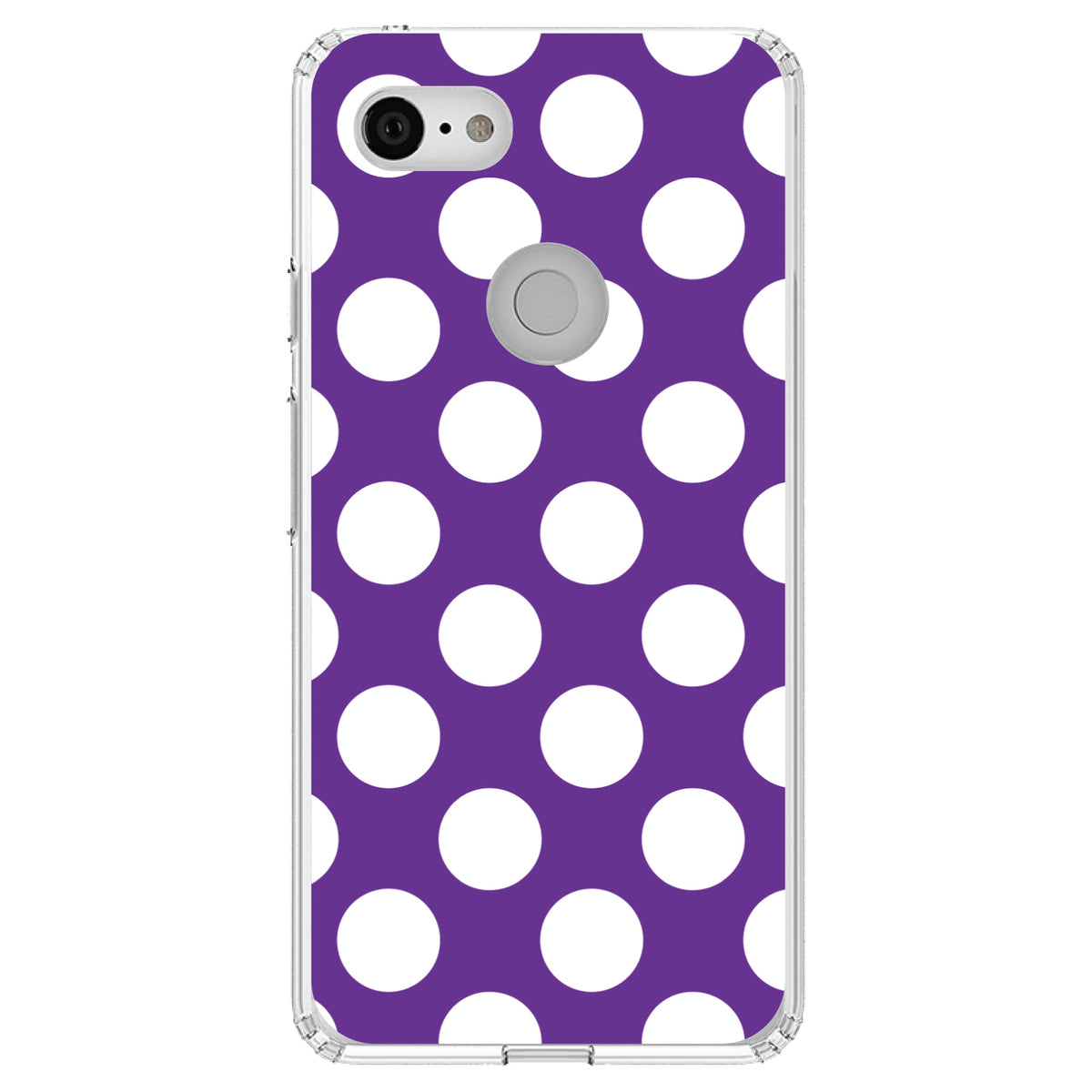 White & Purple Polka Dots Clear Shockproof iPhone Case, view 21