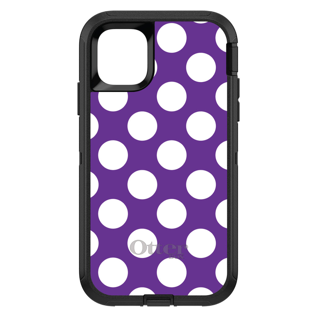 White & Purple Polka Dots OtterBox Defender Case for iPhone & Galaxy, view 2