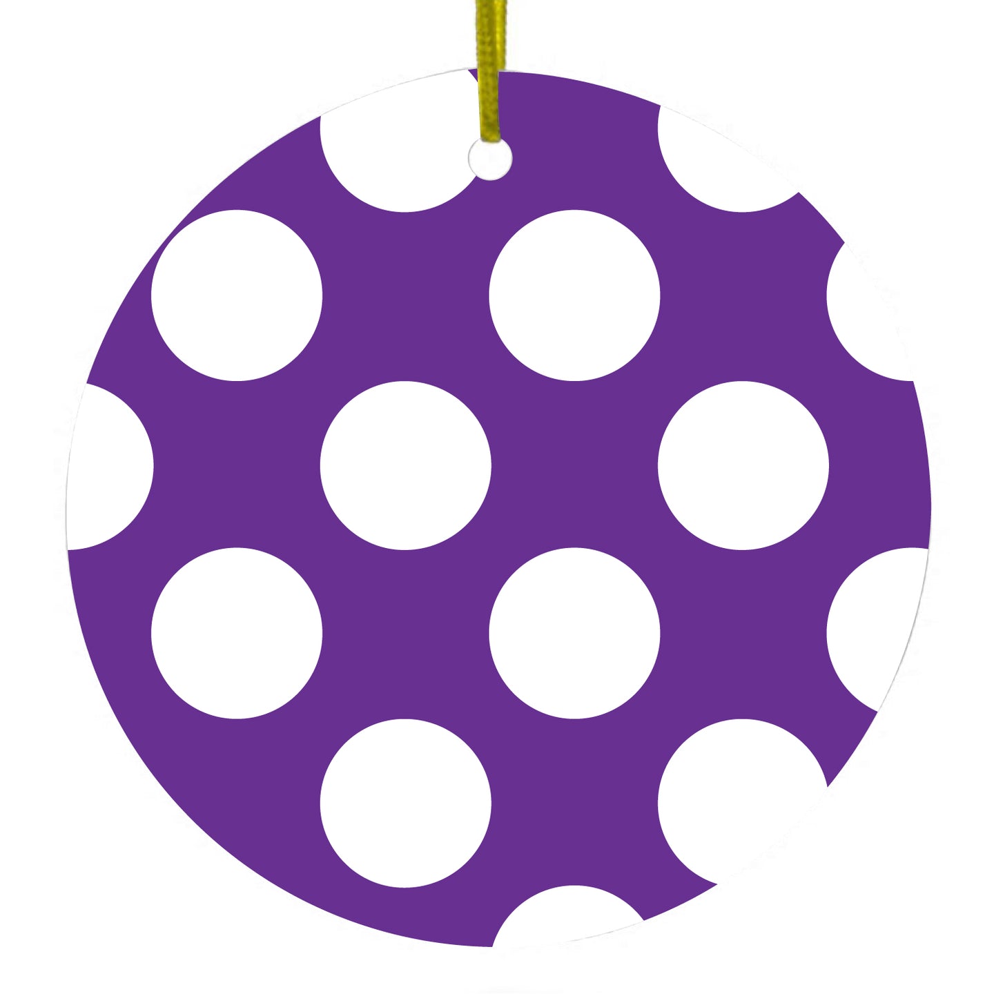 White & Purple Polka Dots Ceramic Ornament