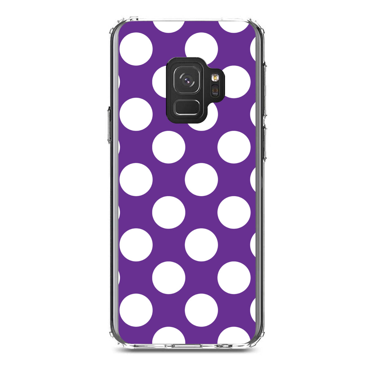 White & Purple Polka Dots Clear Shockproof iPhone Case, view 19