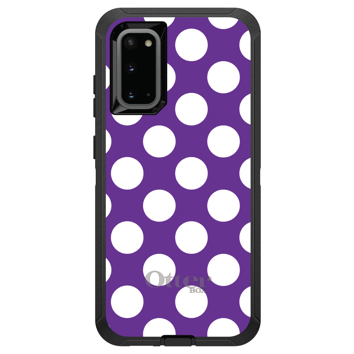 White & Purple Polka Dots OtterBox Defender Case for iPhone & Galaxy, view 8