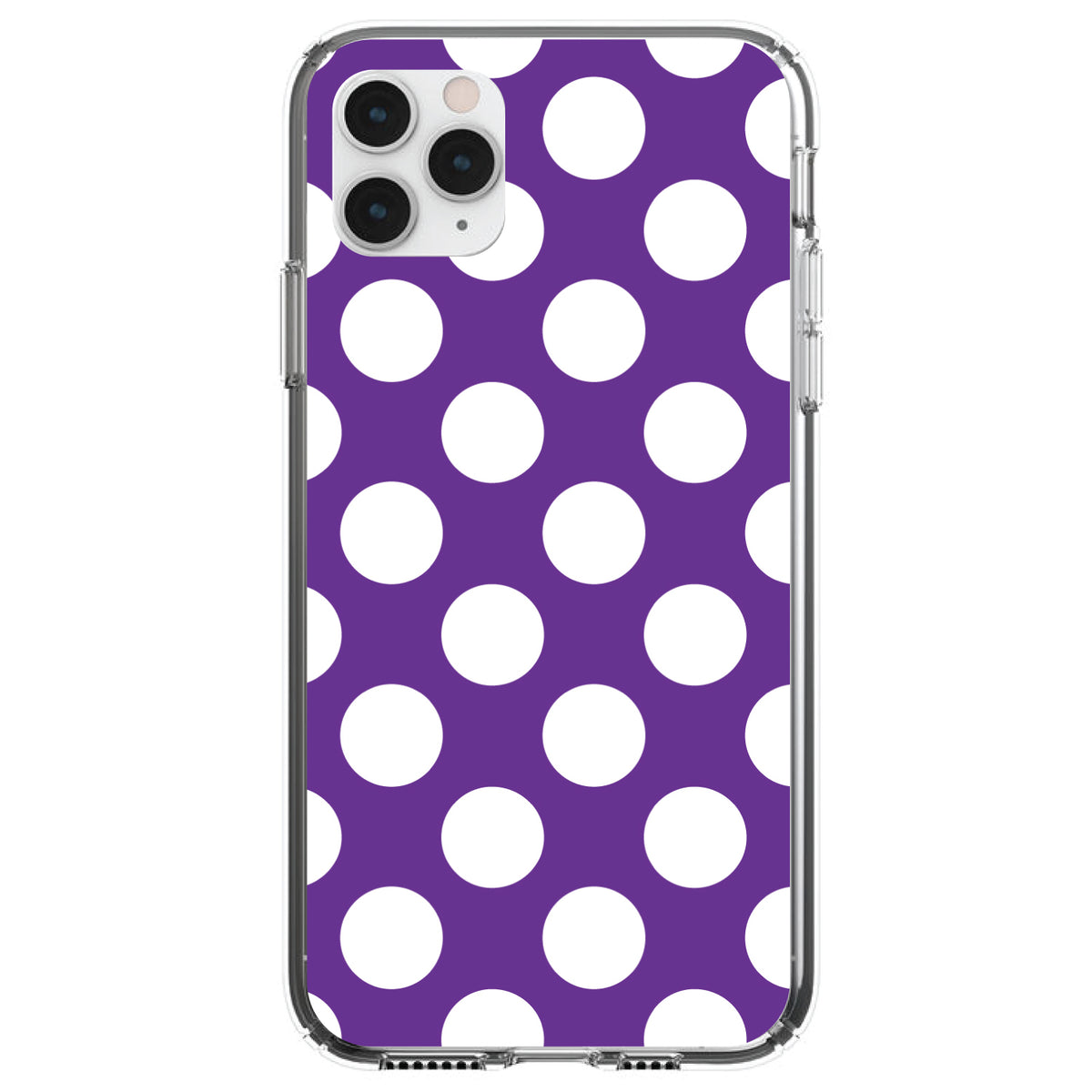 White & Purple Polka Dots Clear Shockproof iPhone Case