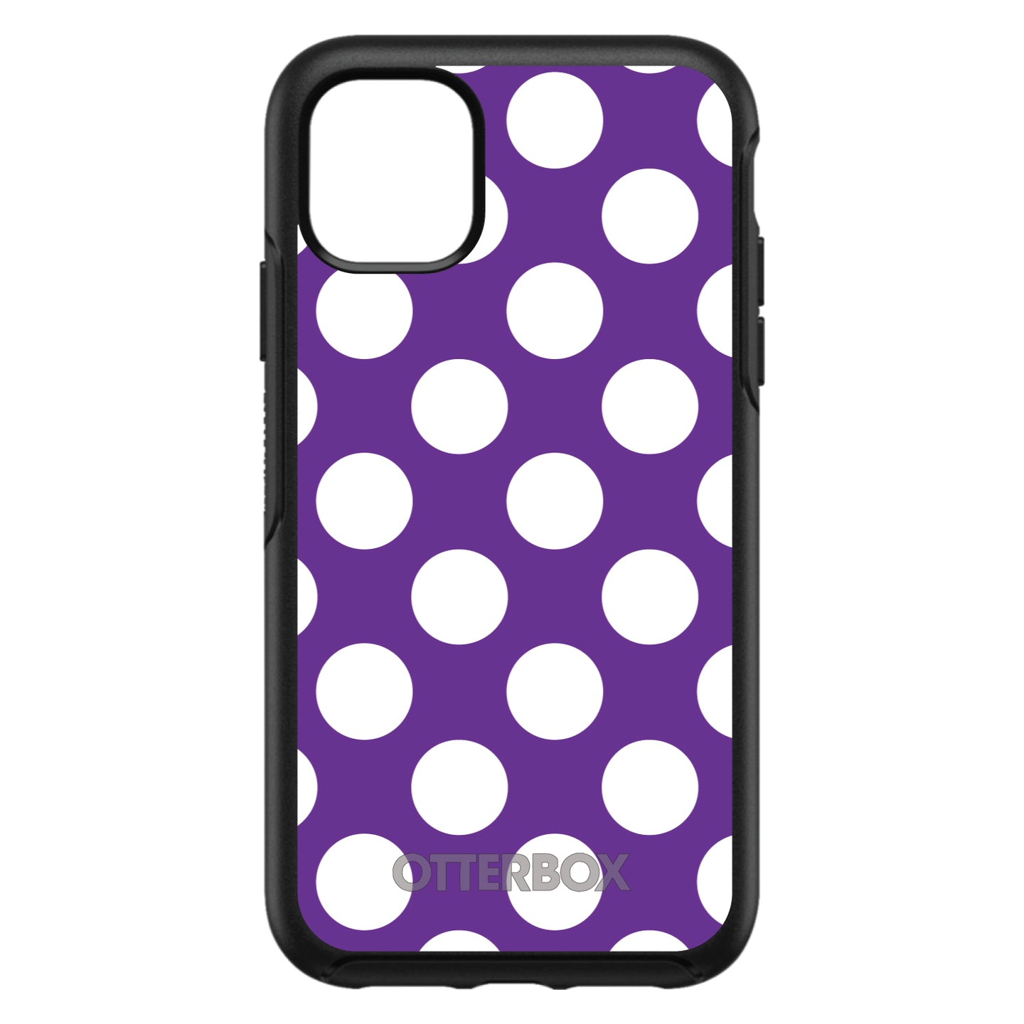 DistinctInk™ OtterBox Symmetry Series Case for Apple iPhone / Samsung Galaxy / Google Pixel - White & Purple Polka Dots