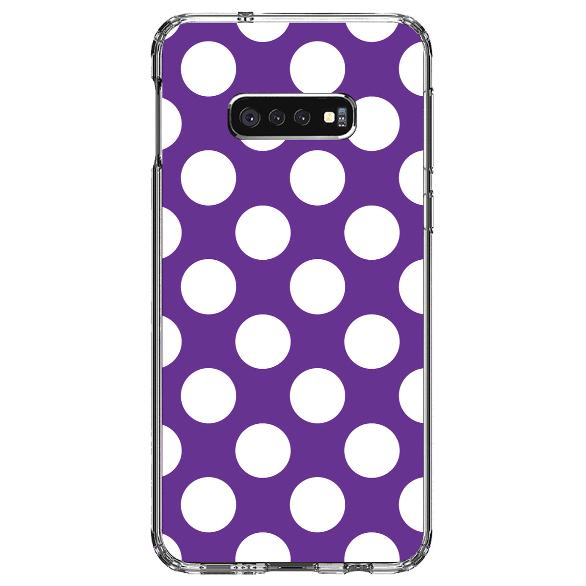 White & Purple Polka Dots Clear Shockproof iPhone Case, view 18