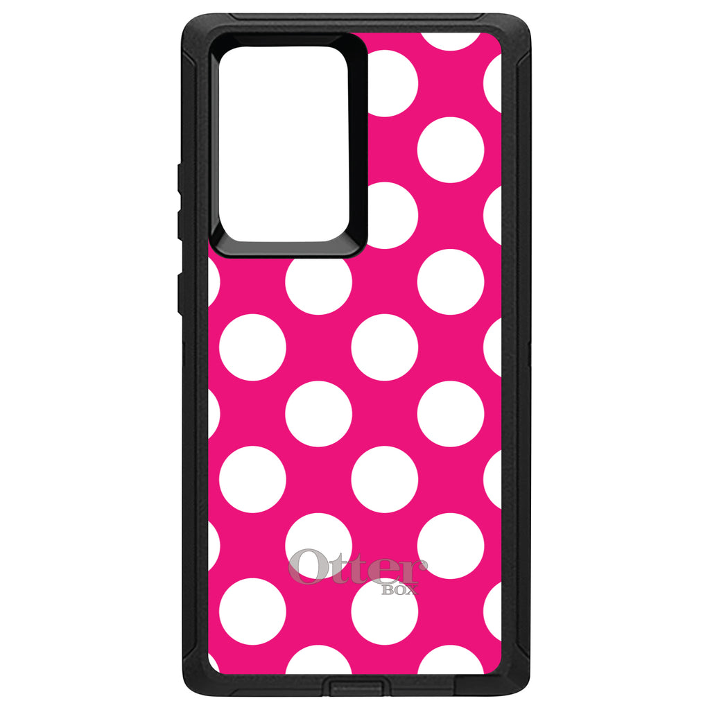White & Hot Pink Polka Dots OtterBox Defender Case for iPhone & Galaxy, view 13