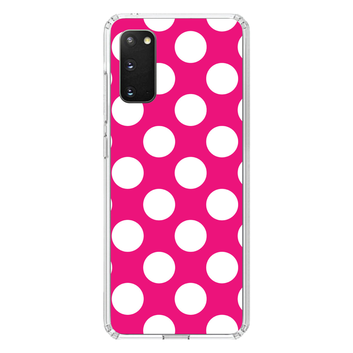 White & Hot Pink Polka Dots Clear Shockproof iPhone Case, view 15