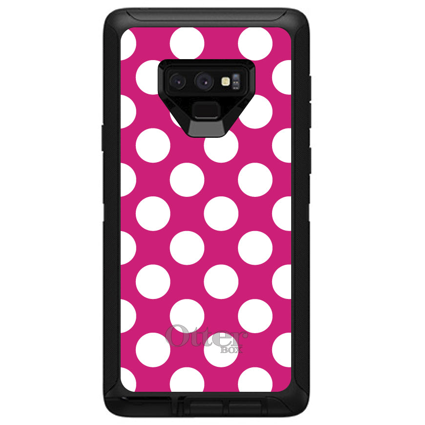 White & Hot Pink Polka Dots OtterBox Defender Case for iPhone & Galaxy, view 16