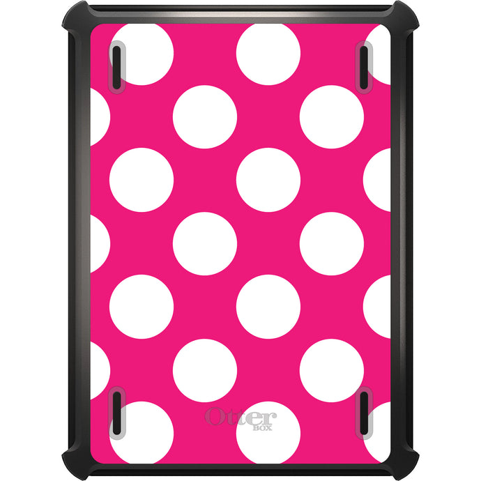 DistinctInk™ OtterBox Defender Series Case for Apple iPad / iPad Pro / iPad Air / iPad Mini - White & Hot Pink Polka Dots