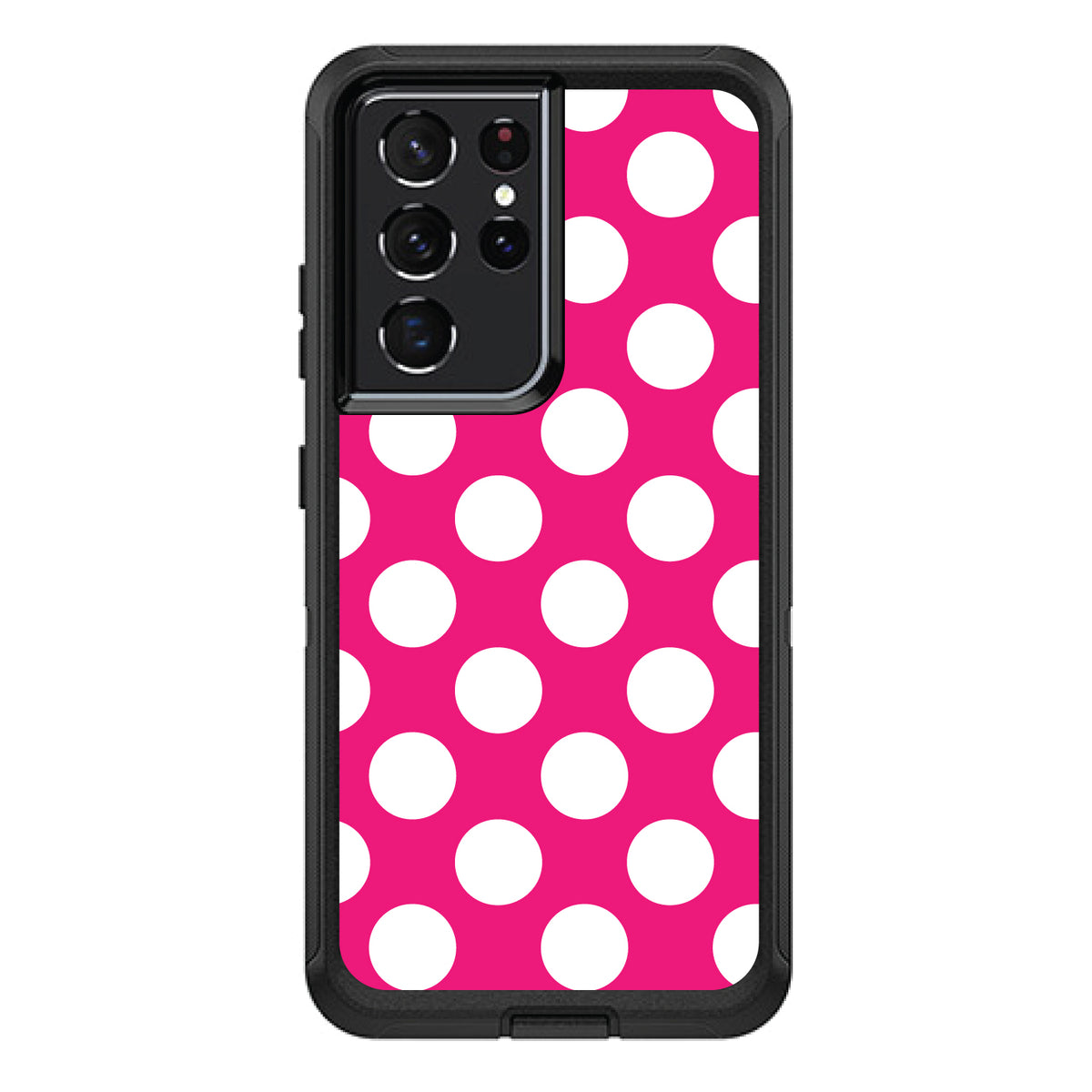 White & Hot Pink Polka Dots OtterBox Defender Case for iPhone & Galaxy, view 7