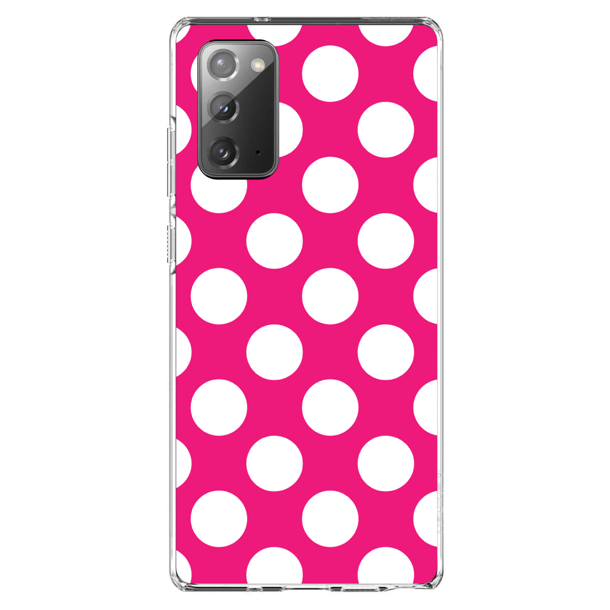 White & Hot Pink Polka Dots Clear Shockproof iPhone Case, view 8