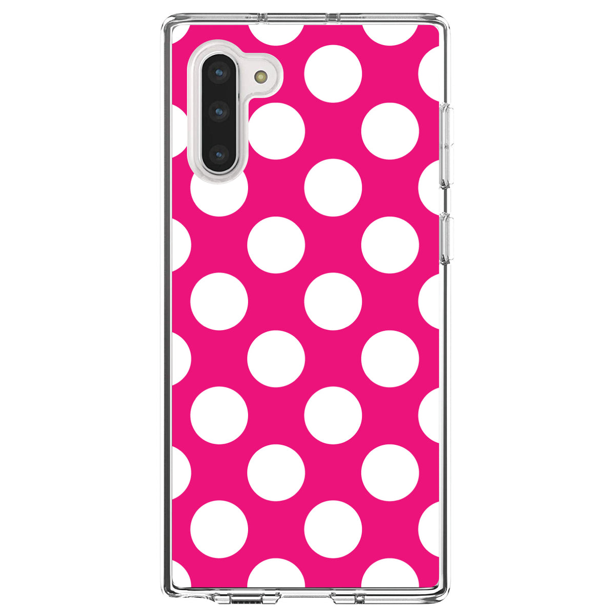 White & Hot Pink Polka Dots Clear Shockproof iPhone Case, view 9