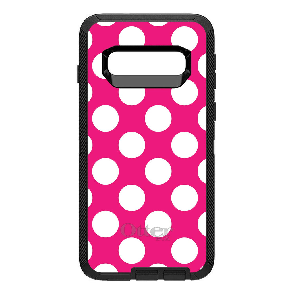 White & Hot Pink Polka Dots OtterBox Defender Case for iPhone & Galaxy, view 9