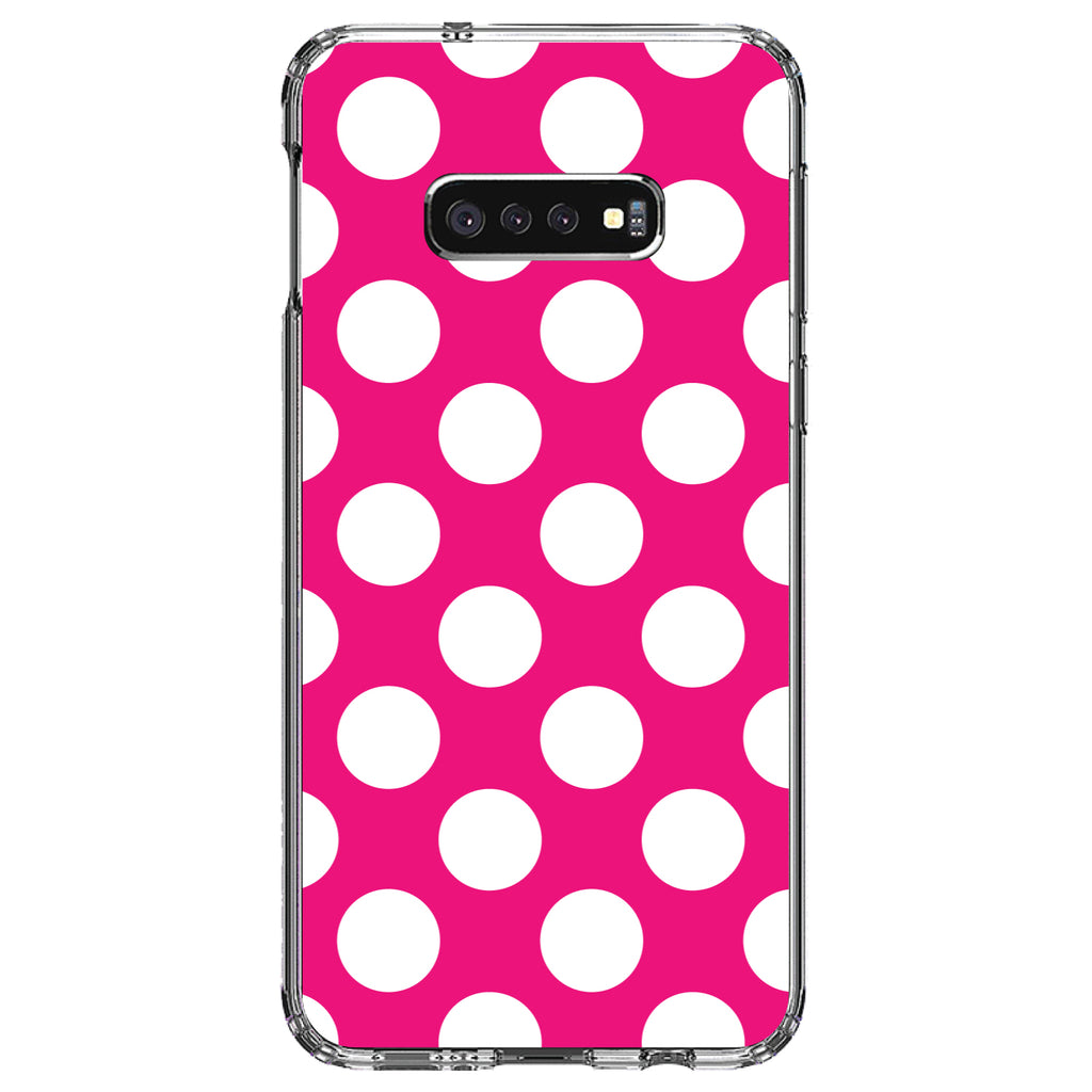 White & Hot Pink Polka Dots Clear Shockproof iPhone Case, view 18