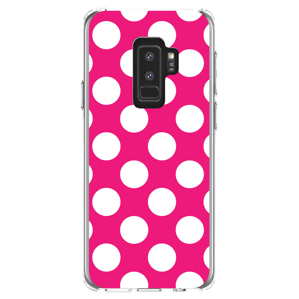 White & Hot Pink Polka Dots Clear Shockproof iPhone Case, view 20