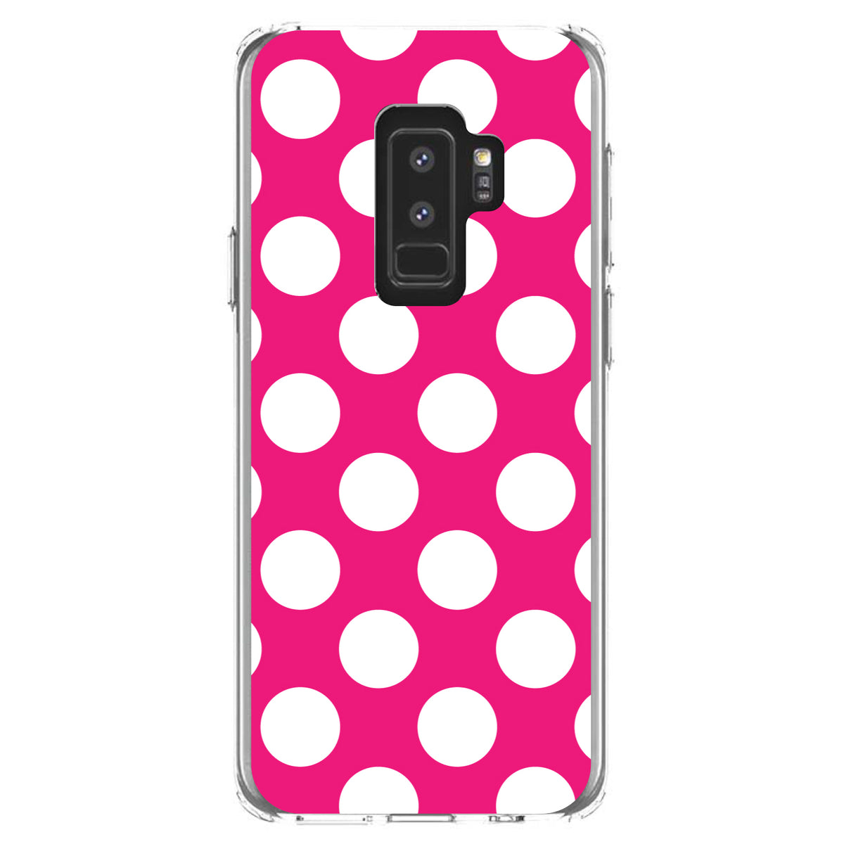 White & Hot Pink Polka Dots Clear Shockproof iPhone Case, view 20