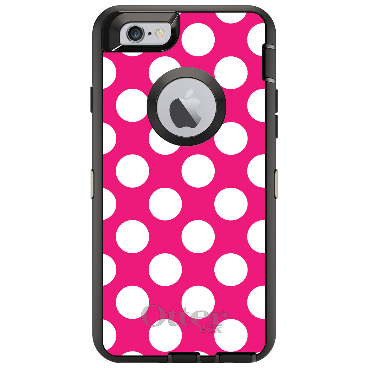 White & Hot Pink Polka Dots OtterBox Defender Case for iPhone & Galaxy, view 4