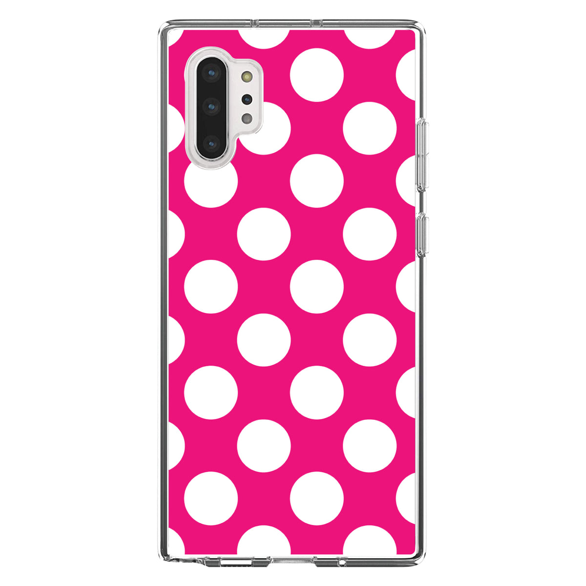 White & Hot Pink Polka Dots Clear Shockproof iPhone Case, view 10