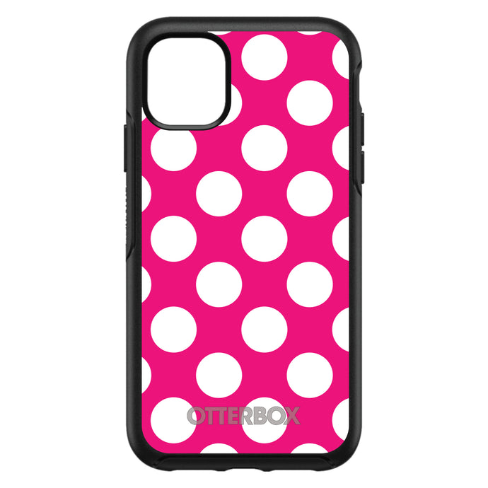 DistinctInk™ OtterBox Symmetry Series Case for Apple iPhone / Samsung Galaxy / Google Pixel - White & Hot Pink Polka Dots