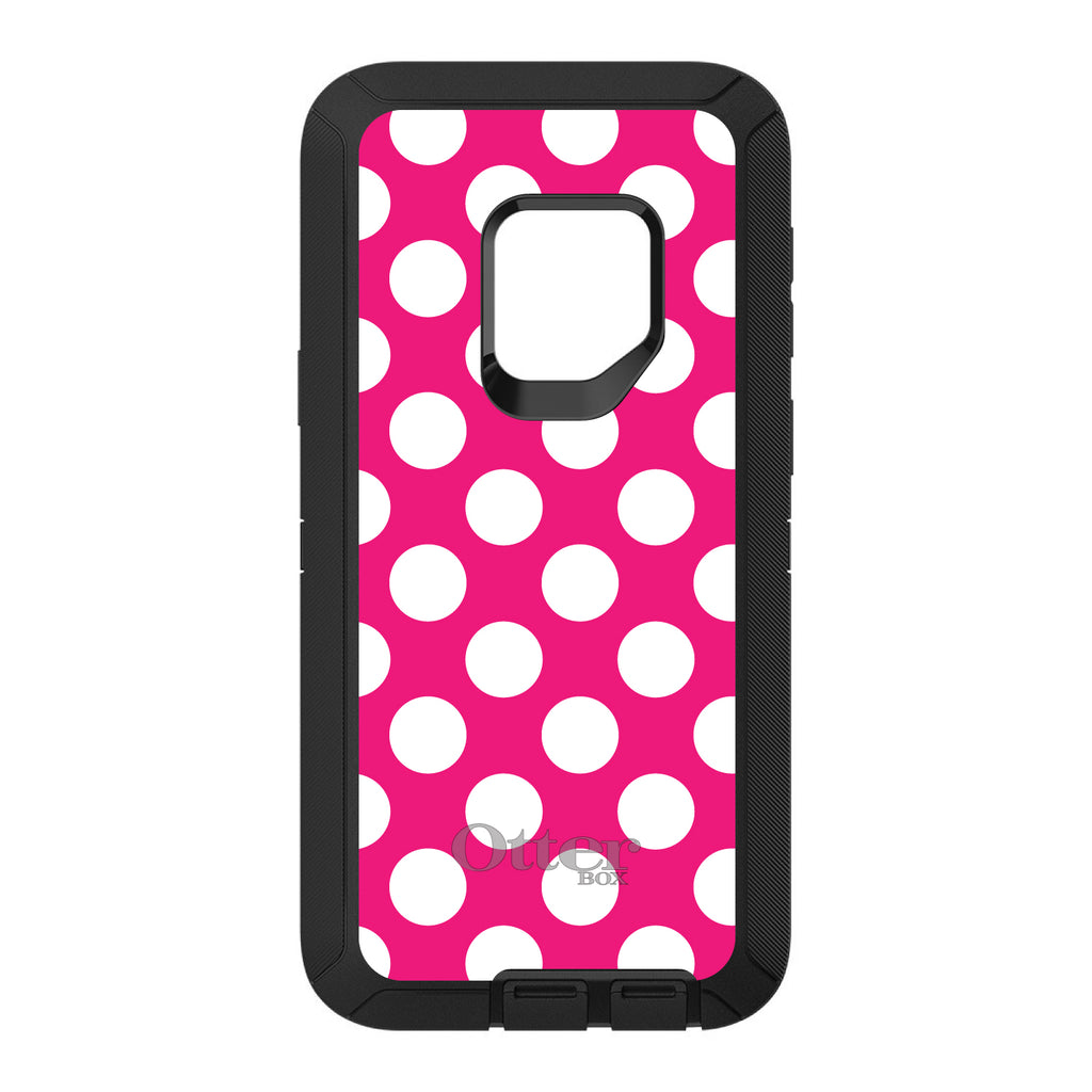 White & Hot Pink Polka Dots OtterBox Defender Case for iPhone & Galaxy, view 11