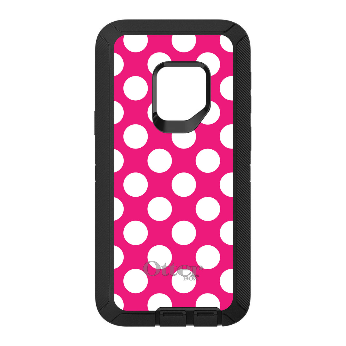 White & Hot Pink Polka Dots OtterBox Defender Case for iPhone & Galaxy, view 11