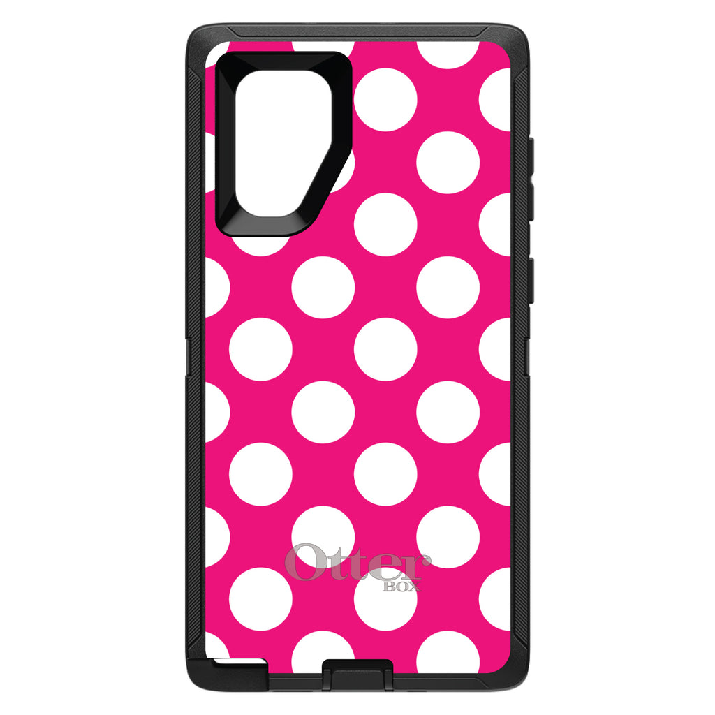 White & Hot Pink Polka Dots OtterBox Defender Case for iPhone & Galaxy, view 14