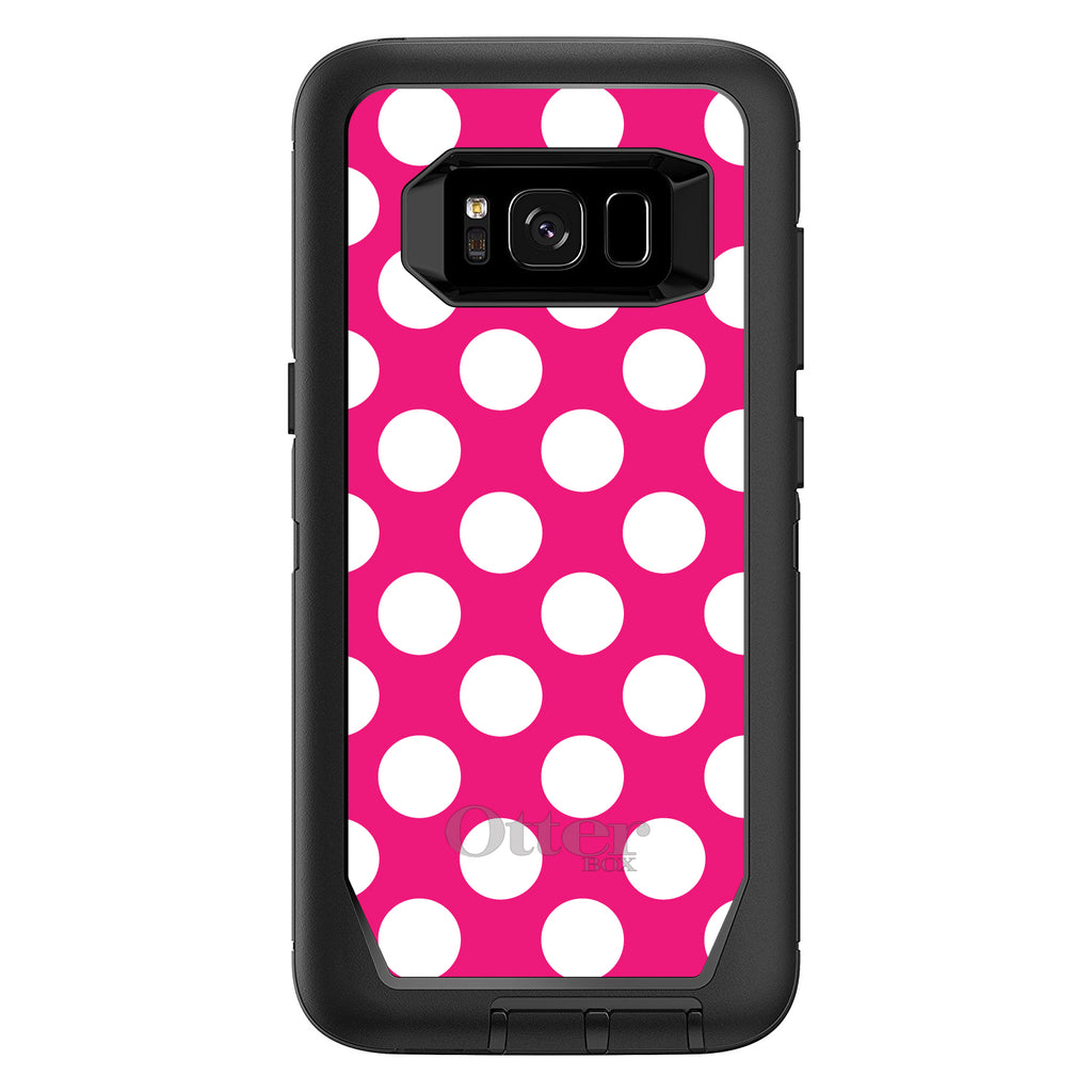 White & Hot Pink Polka Dots OtterBox Defender Case for iPhone & Galaxy, view 12