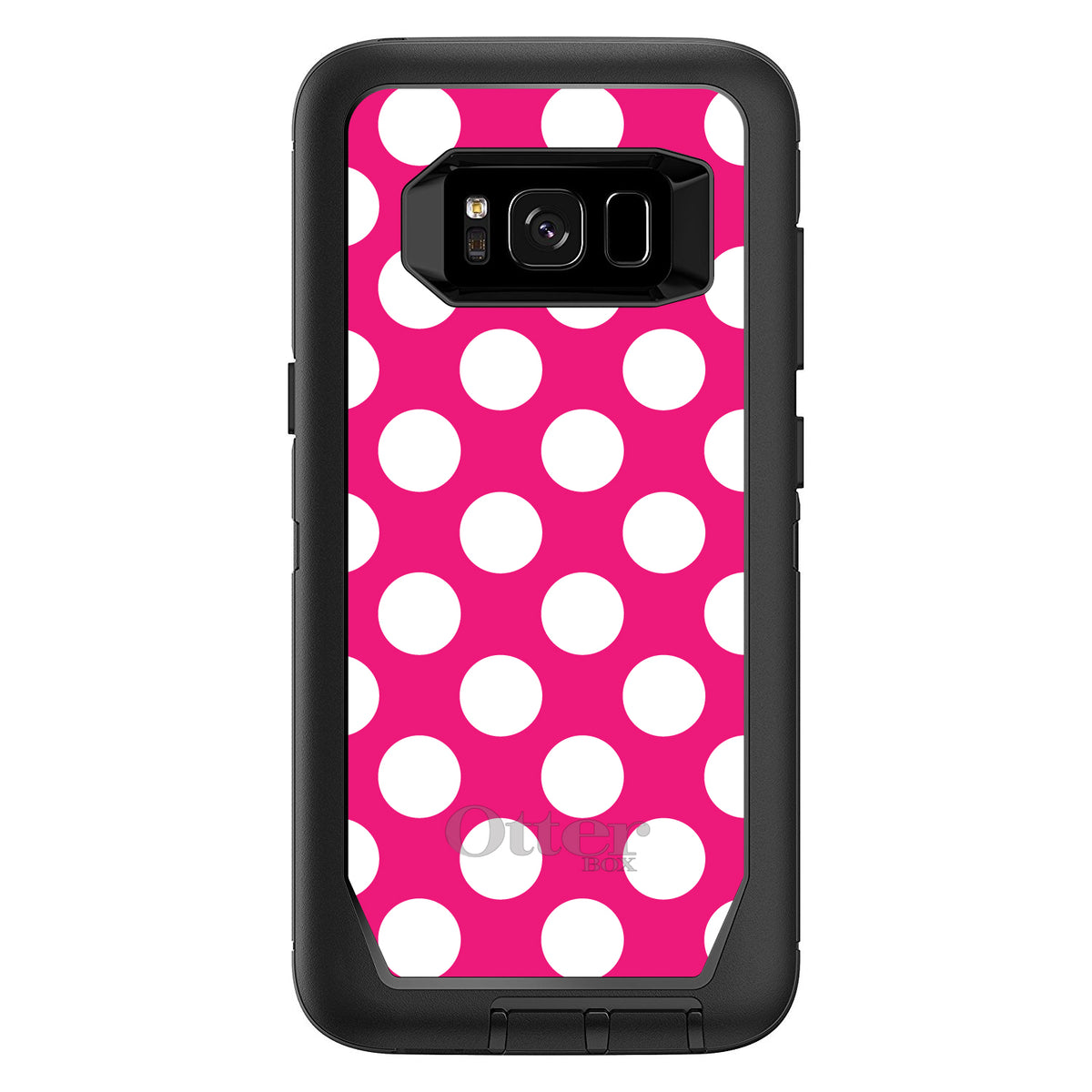 White & Hot Pink Polka Dots OtterBox Defender Case for iPhone & Galaxy, view 12