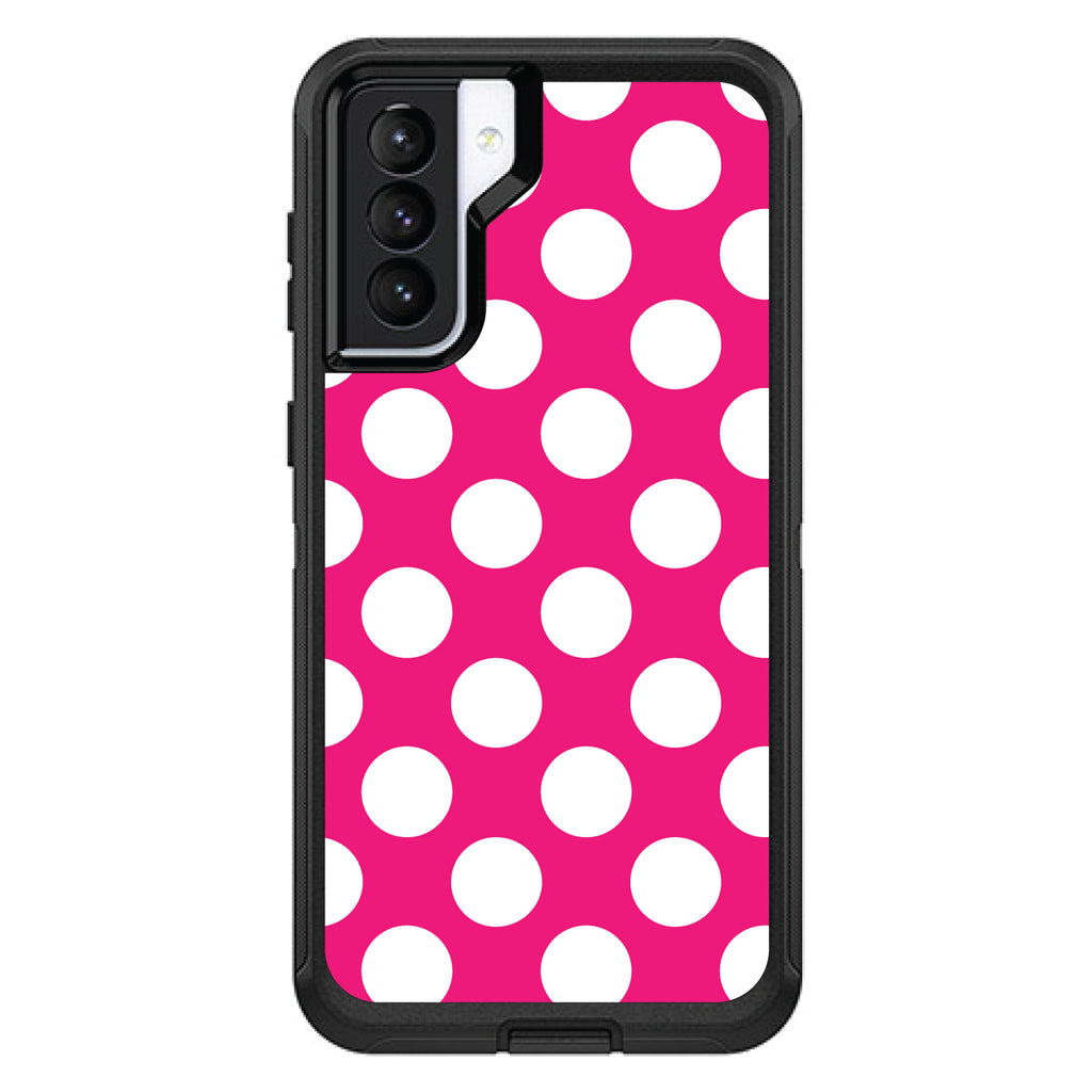 White & Hot Pink Polka Dots OtterBox Defender Case for iPhone & Galaxy, view 5