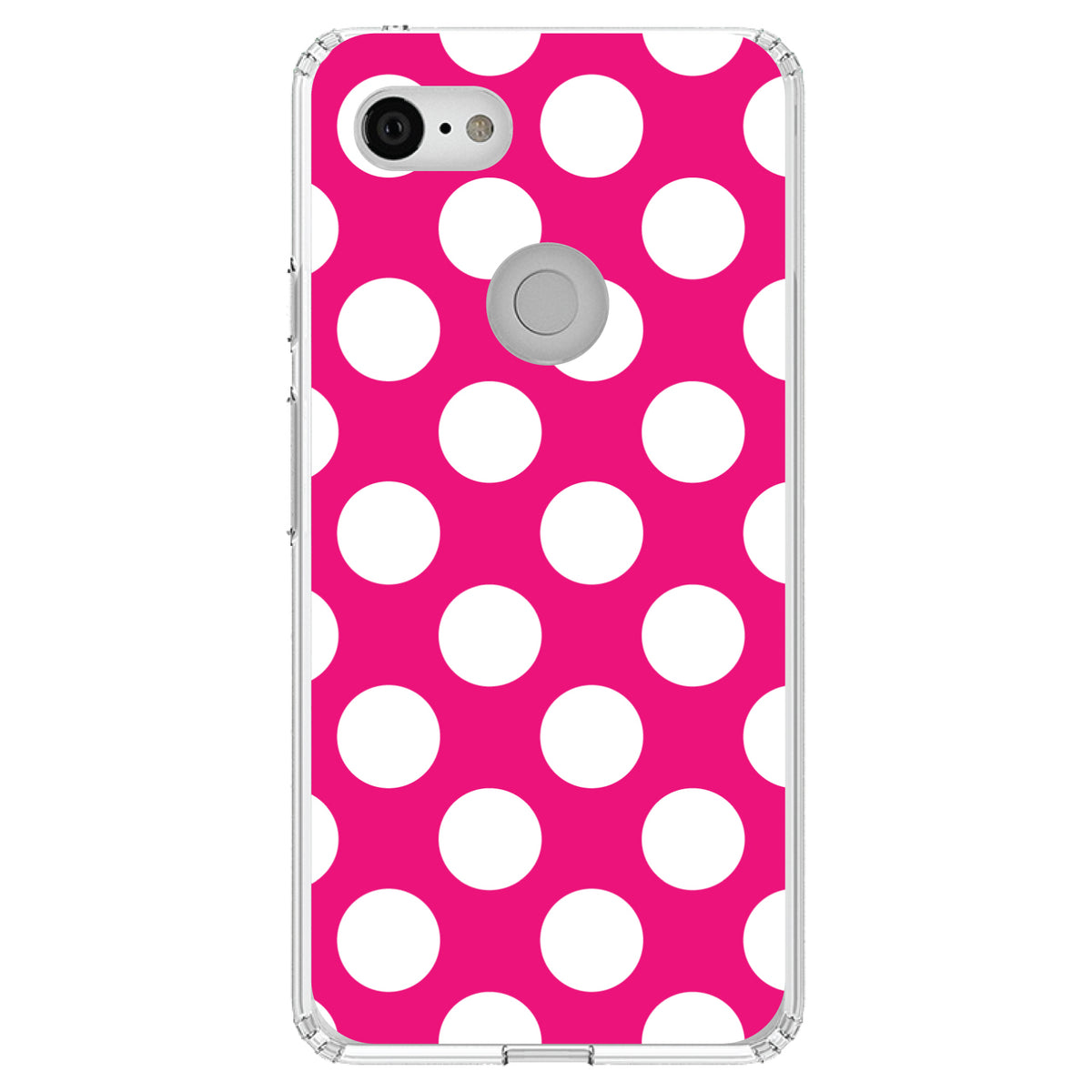 White & Hot Pink Polka Dots Clear Shockproof iPhone Case, view 22