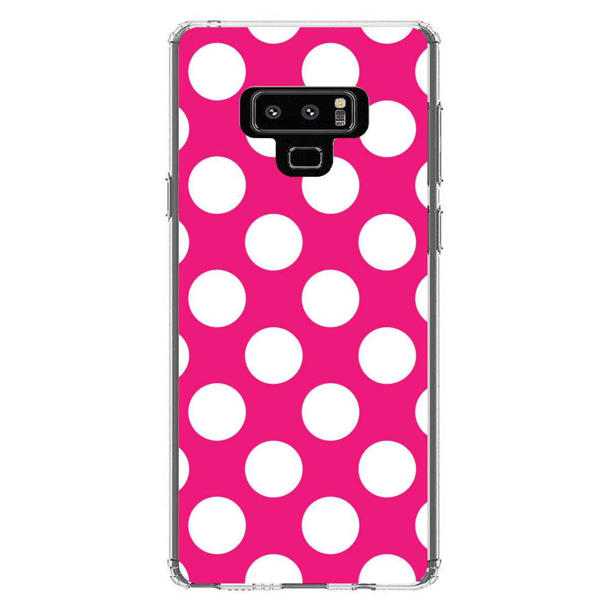 White & Hot Pink Polka Dots Clear Shockproof iPhone Case, view 11