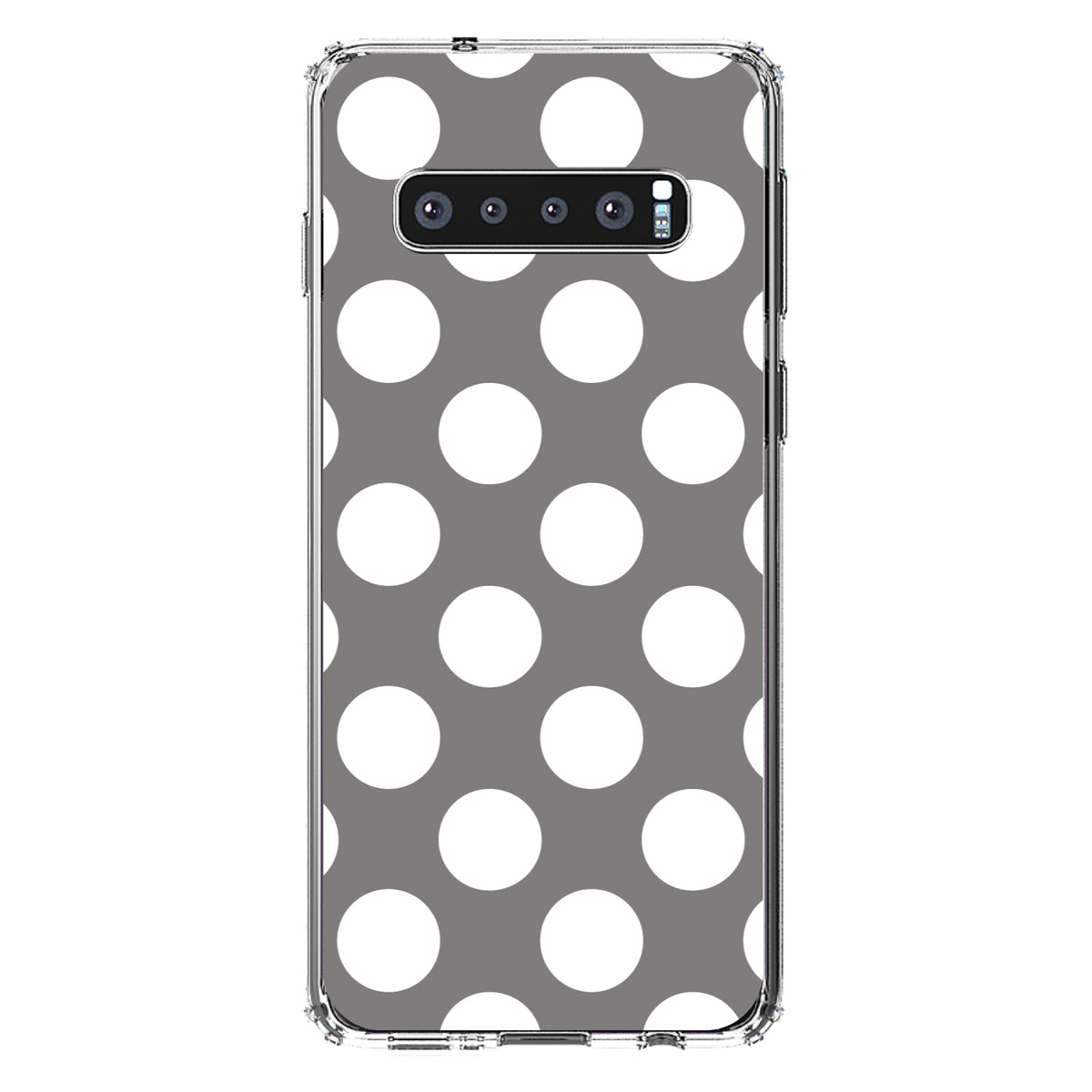 White & Grey Polka Dots Clear Shockproof iPhone Case, view 16