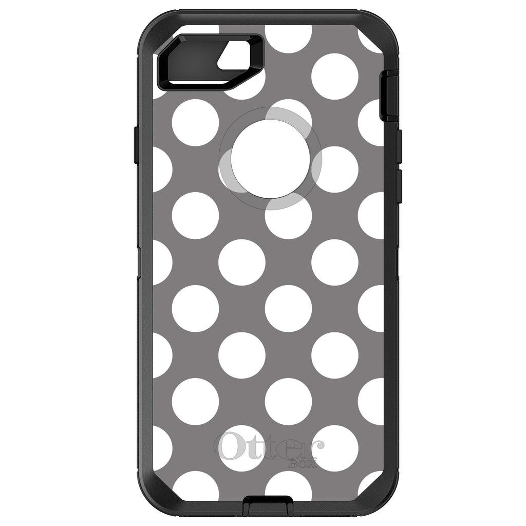 White & Grey Polka Dots OtterBox Defender Case for iPhone & Galaxy