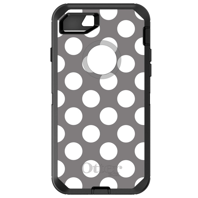 DistinctInk™ OtterBox Defender Series Case for Apple iPhone / Samsung Galaxy / Google Pixel - White & Grey Polka Dots