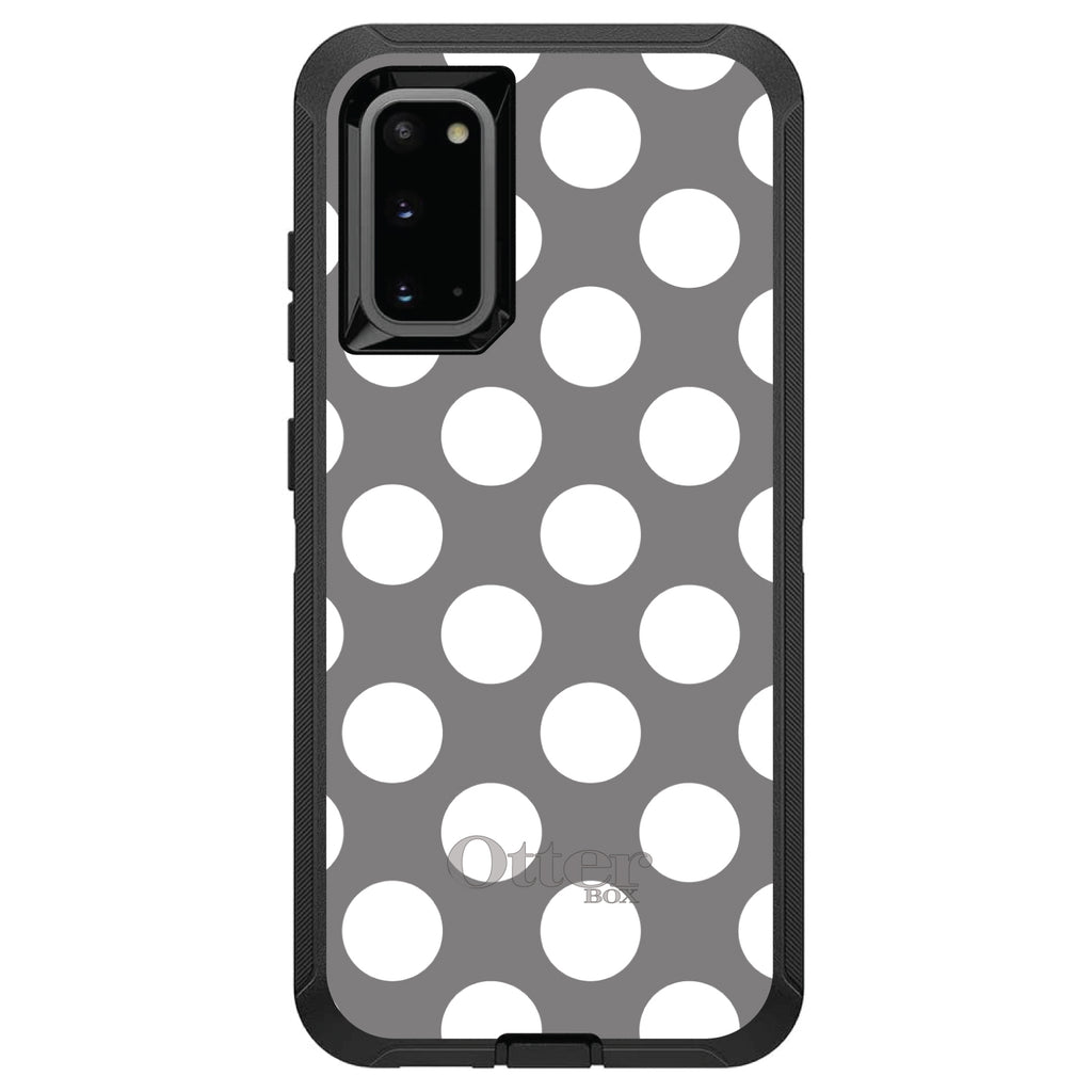 White & Grey Polka Dots OtterBox Defender Case for iPhone & Galaxy, view 8