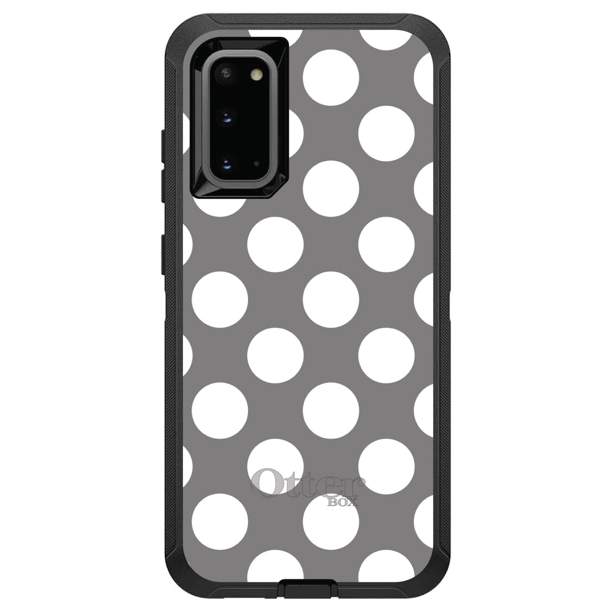 White & Grey Polka Dots OtterBox Defender Case for iPhone & Galaxy, view 8
