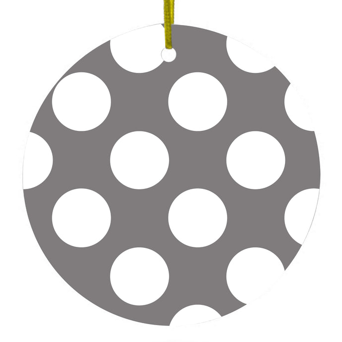 White & Grey Polka Dots Ceramic Ornament