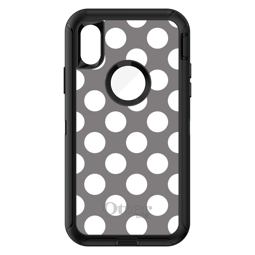 White & Grey Polka Dots OtterBox Defender Case for iPhone & Galaxy, view 3