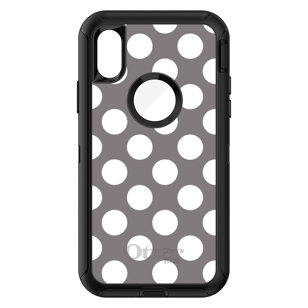 White & Grey Polka Dots OtterBox Defender Case for iPhone & Galaxy, view 3