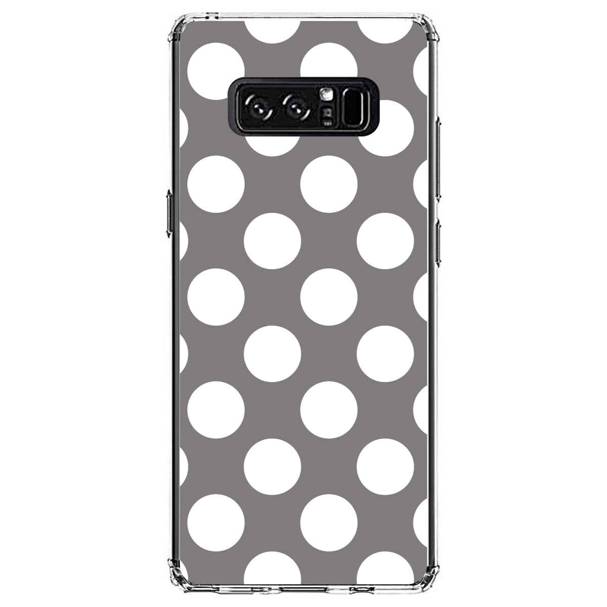 White & Grey Polka Dots Clear Shockproof iPhone Case, view 12