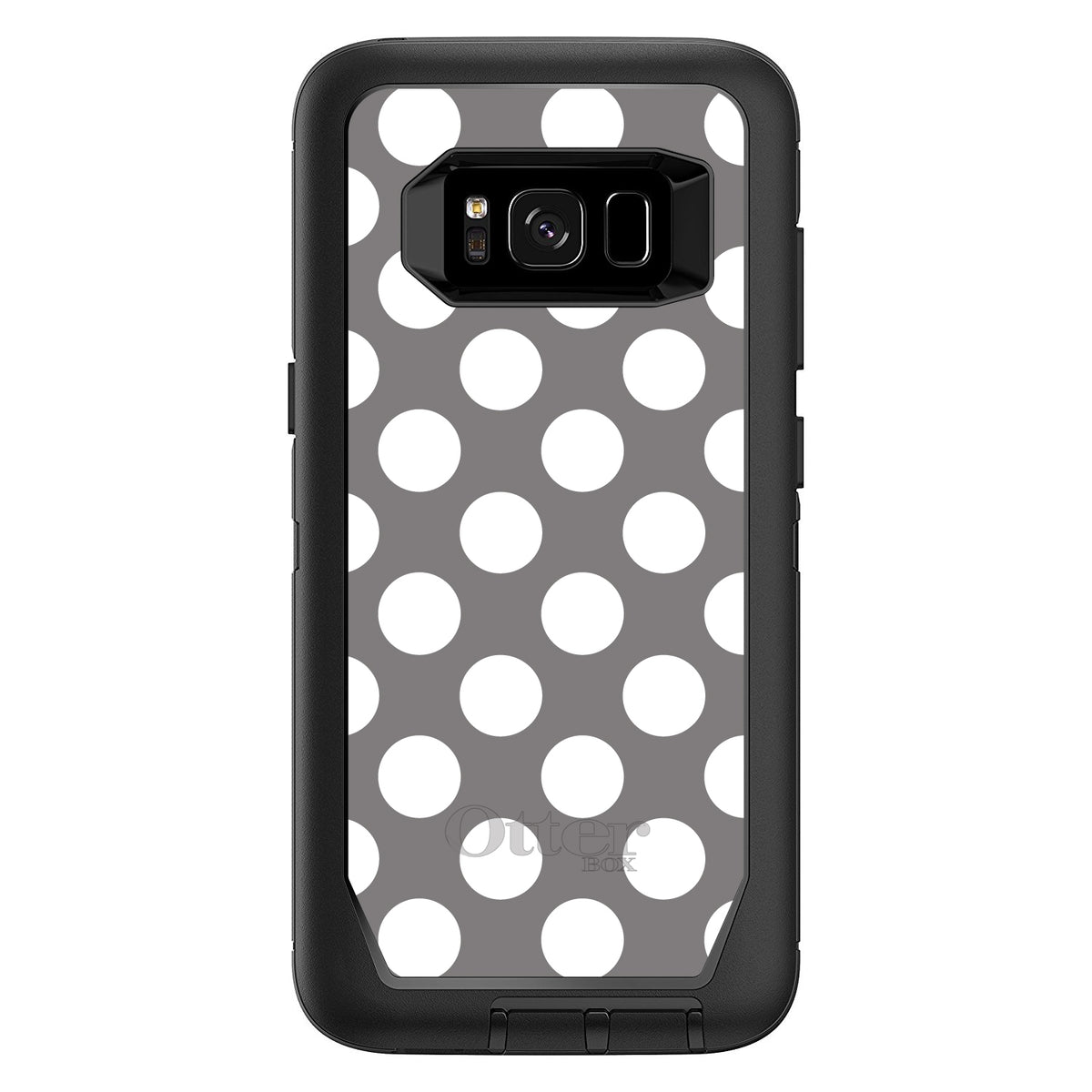 White & Grey Polka Dots OtterBox Defender Case for iPhone & Galaxy, view 12