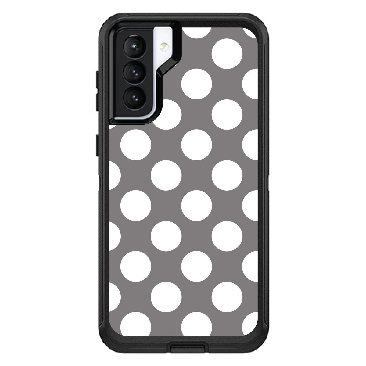 White & Grey Polka Dots OtterBox Defender Case for iPhone & Galaxy, view 6