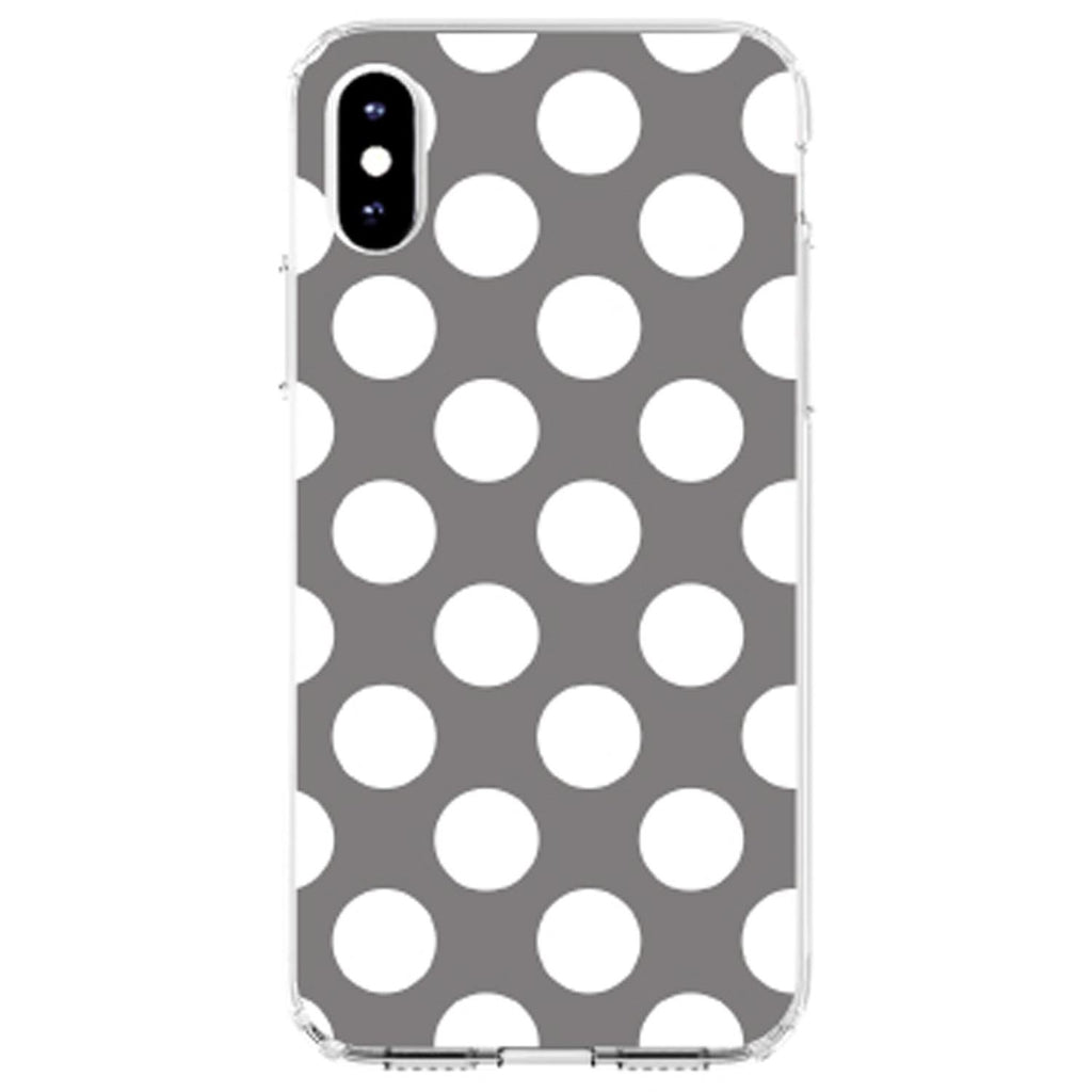 White & Grey Polka Dots Clear Shockproof iPhone Case, view 2