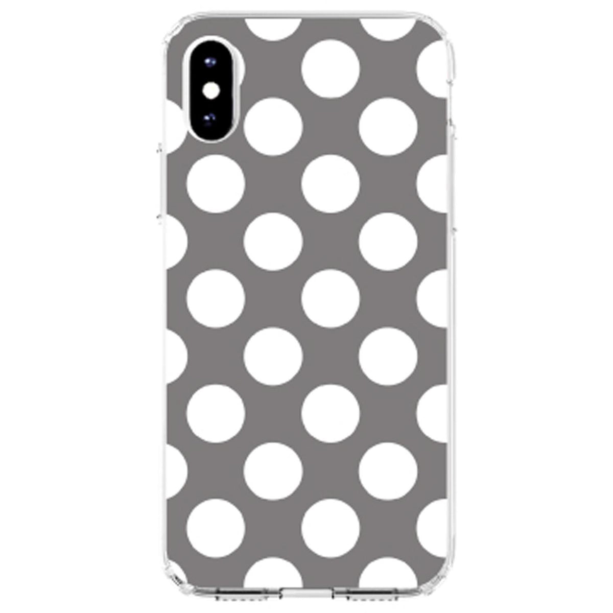White & Grey Polka Dots Clear Shockproof iPhone Case, view 2