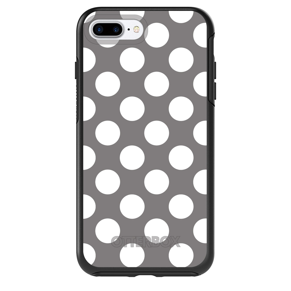 White & Grey Polka Dots OtterBox Symmetry Case for iPhone & Galaxy, view 2