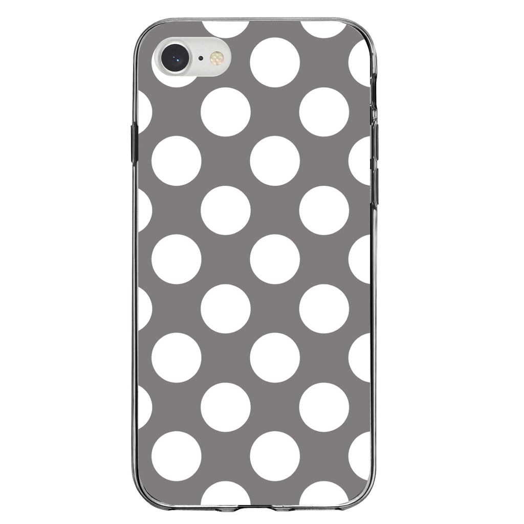 White & Grey Polka Dots Clear Shockproof iPhone Case, view 5