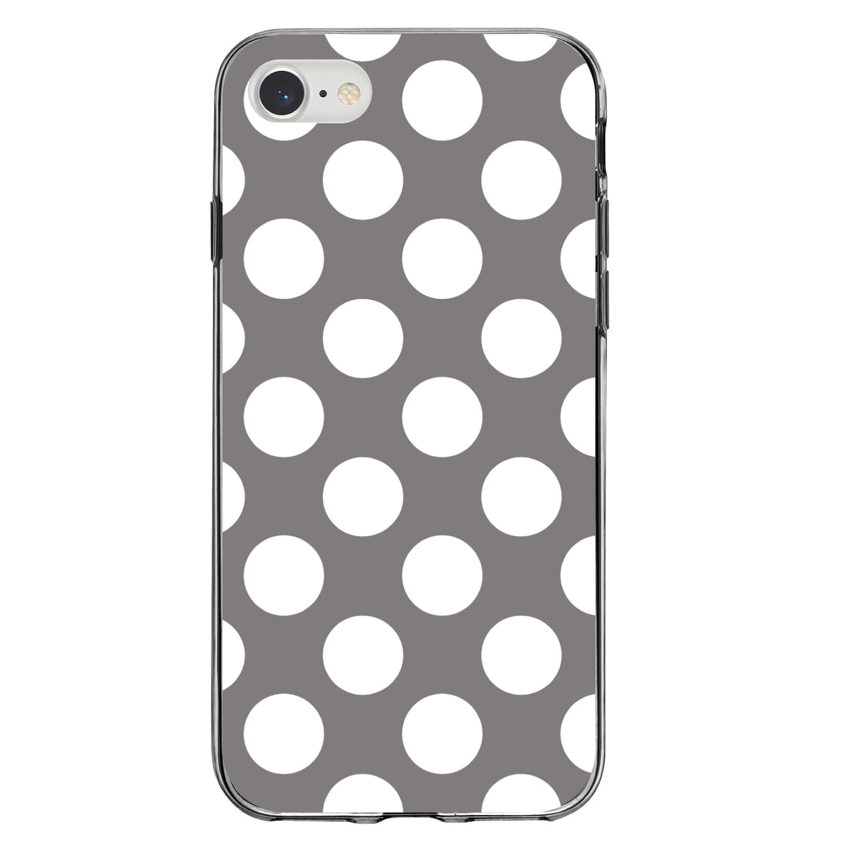 White & Grey Polka Dots Clear Shockproof iPhone Case, view 5