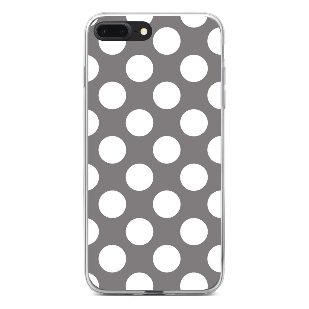 White & Grey Polka Dots Clear Shockproof iPhone Case, view 6