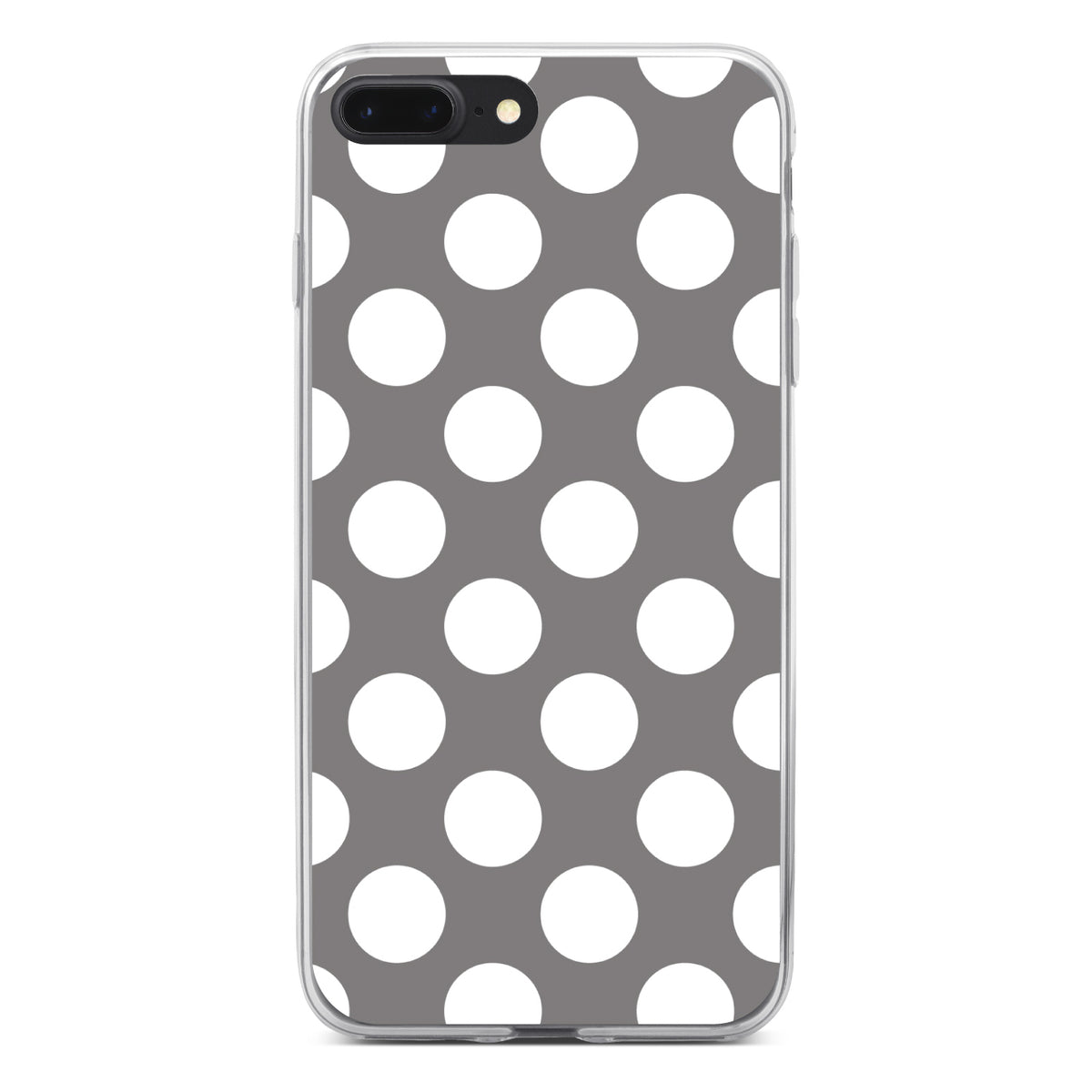 White & Grey Polka Dots Clear Shockproof iPhone Case, view 6
