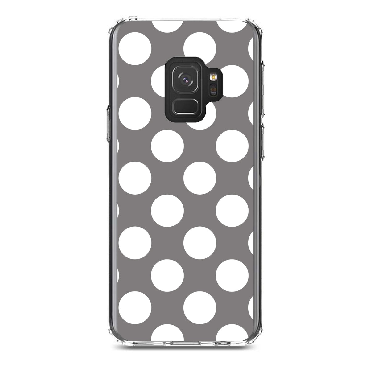 White & Grey Polka Dots Clear Shockproof iPhone Case, view 19
