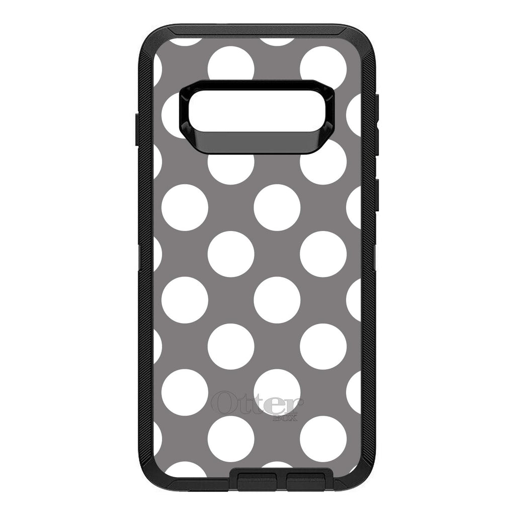 White & Grey Polka Dots OtterBox Defender Case for iPhone & Galaxy, view 9